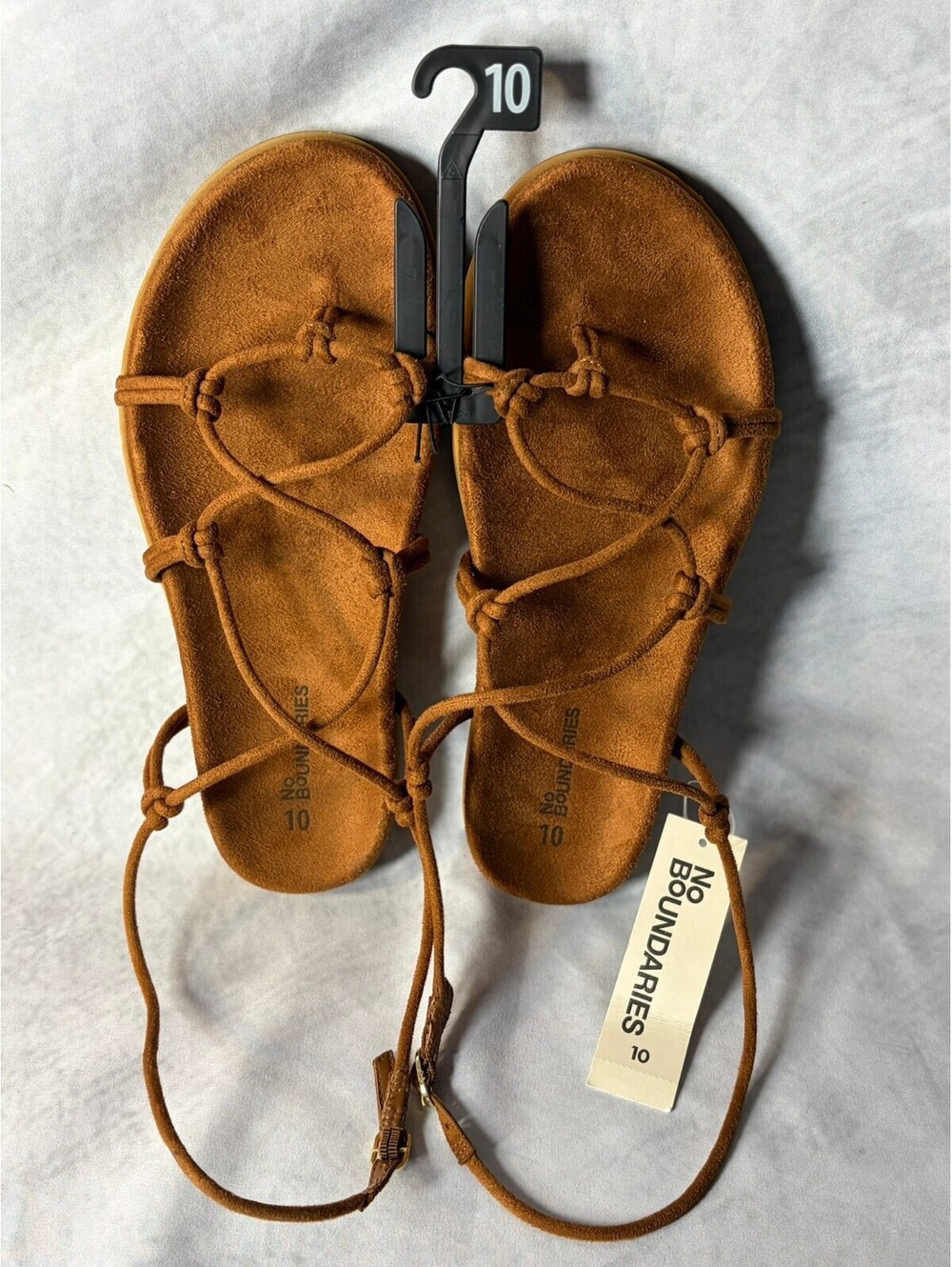 No Boundaries Women’s Size 10 Brown Lace Up Strappy Flat Sandals